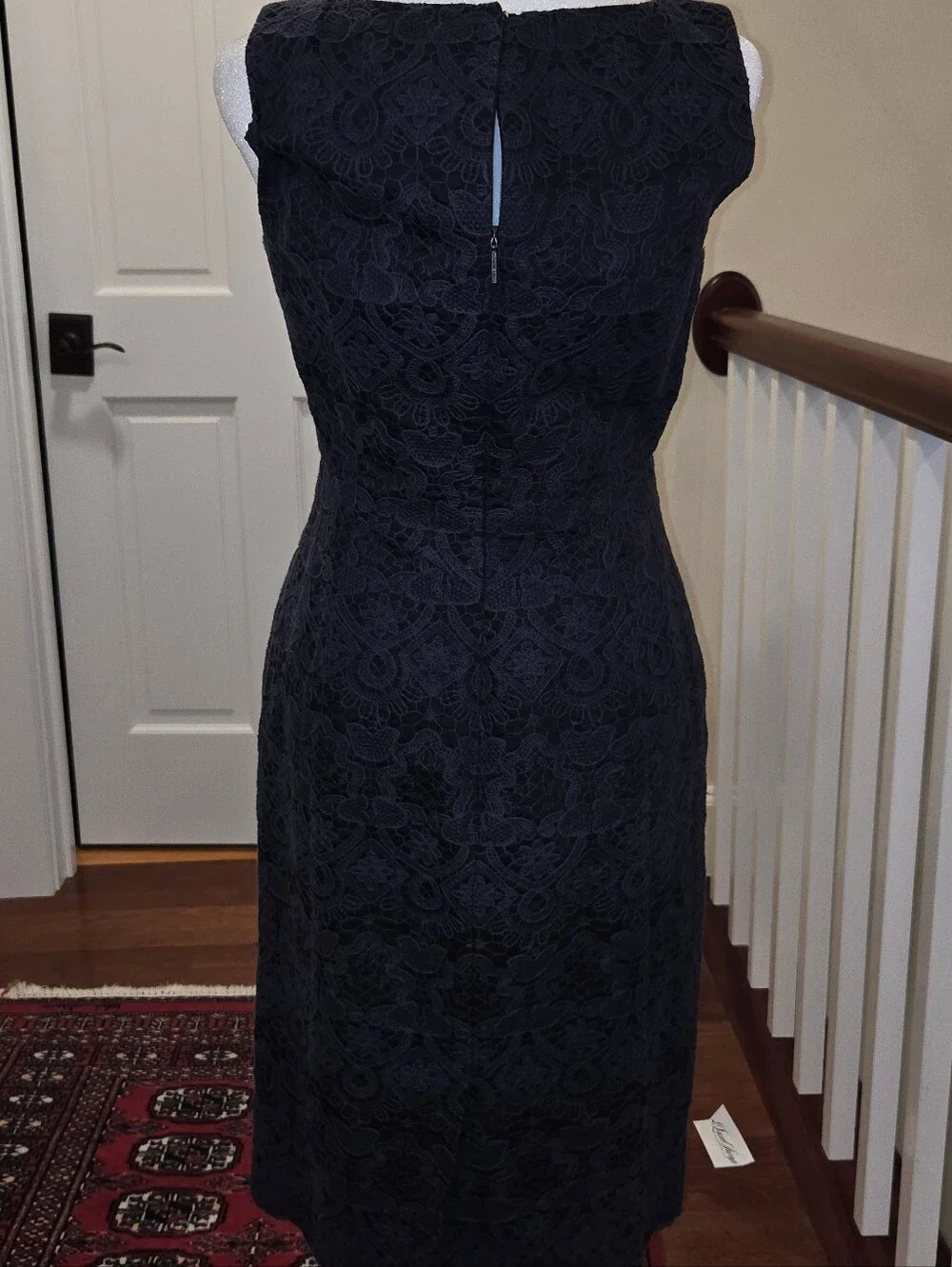 Tory Burch Navy Lace Midi Sheath Dress